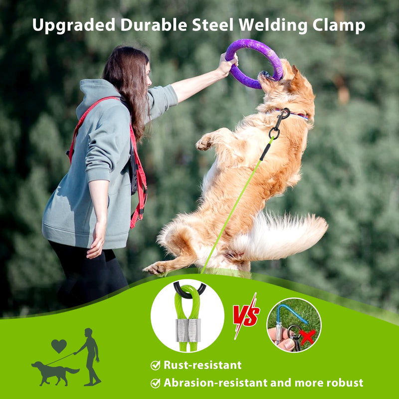 Dog Tie Out Cable - 10/20/30/40 FT Long Steel Wire Dog Leash - Heavy Duty & Durable Dog Chain for Yard - Dog Leads for Large Dogs Up to 150 Lbs - (Green, 20FT) Green - PawsPlanet Australia