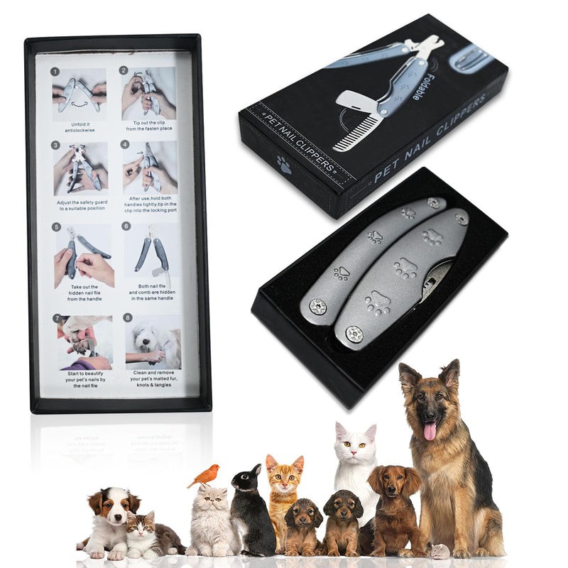 【2025 Quiet Design】 Dog Nail Clippers for Sensitive Dogs, Sharp Smoothest Nail Clippers for Large Medium Small Dog with Nail File & Comb, Cut Through Thick Nail in One Squeeze, Heavy Duty - PawsPlanet Australia