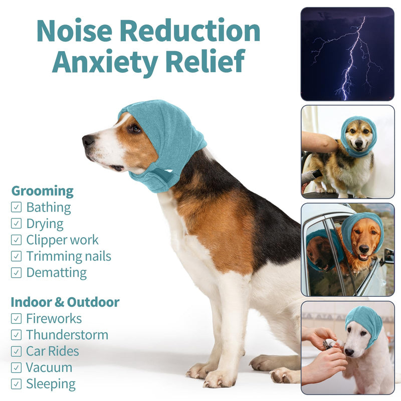 Nanaki Dog Calming Hoodie Hematomas Ear Wraps for Dogs, Fireworks Snood For Dogs Grooming Dog Hood for Noise Protection Dog Ear Covers for Blow Drying Dog Ear Protector Dog Headband for Anxiety Relief S(Head Girth:10.6"-15.7") Light Green - PawsPlanet Australia