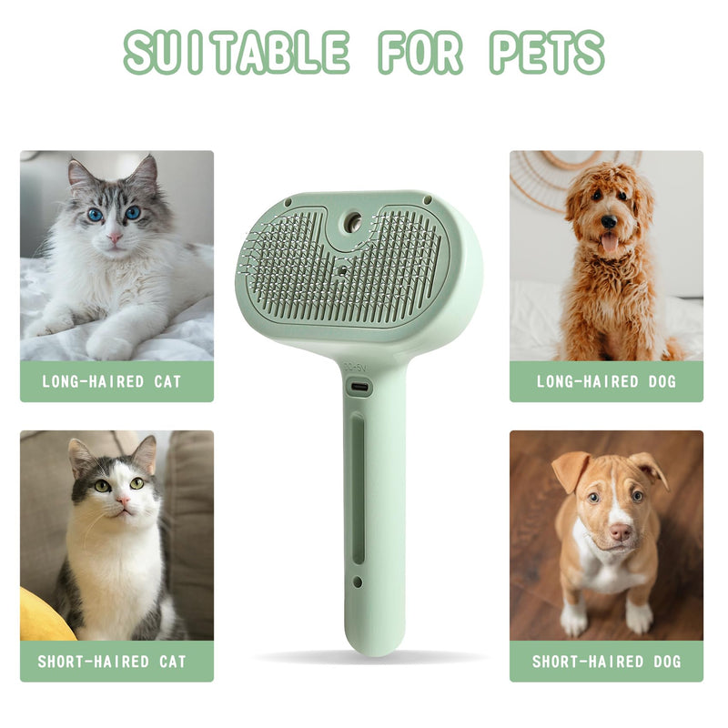 Spray Cat Brush for Shedding, Remove Static Flying Hair Pet Grooming Brush Self Cleaning Dog Brush Suitable for Long and Short Hair Dogs and Cats To Remove Tangled and Loose Hair (Green) Green - PawsPlanet Australia