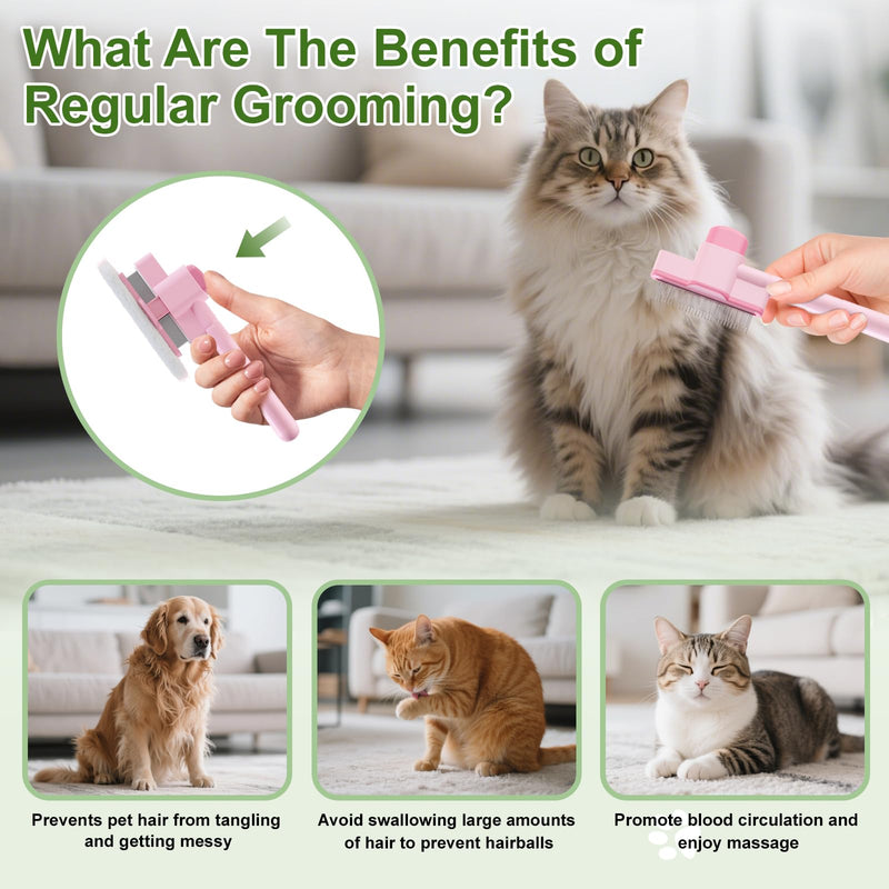 3PCS Flea Comb for Cats and Dogs with Pet Hair Remover Glove, Portable Pet Grooming Kit with a Release Button, Flea Removal Brush, Deshedding Glove for Shedding, For Pet Massage and Shed Hair Removal - PawsPlanet Australia