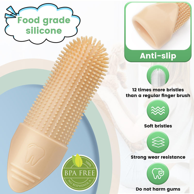 Dog Toothbrush, 4 Pack Dog Tooth Brush, 360° Cleaning Finger Toothbrush for Dogs, Food Grade Silicone Dog Finger Toothbrush Fits Most Fingers, Toothbrush for Dogs & Cats Dental Care - PawsPlanet Australia