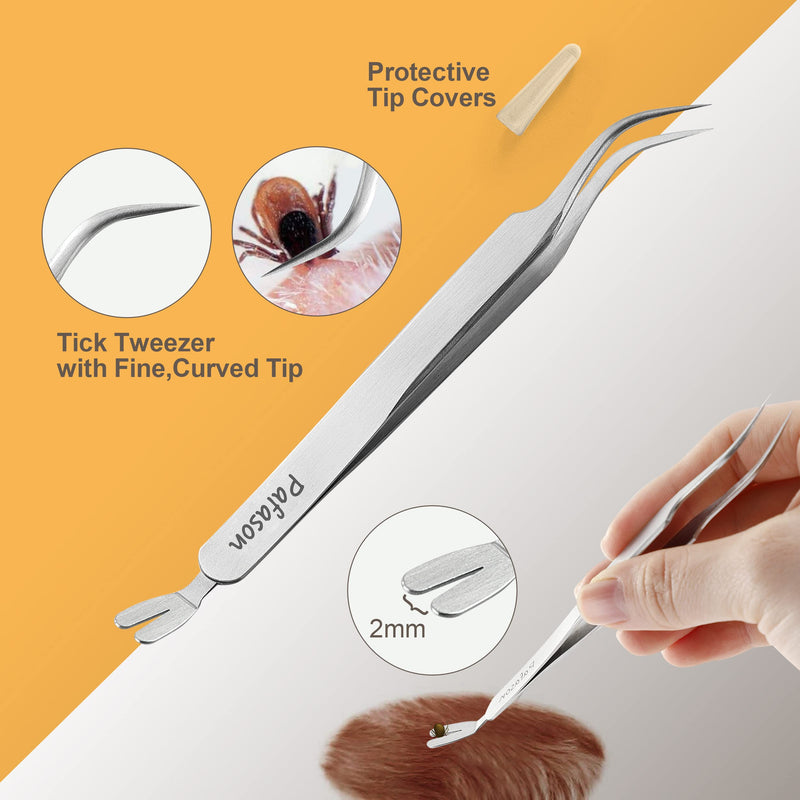 Pafason Stainless Steel Premium Dual-Headed Tick Removal Twister Tweezer Set - Remover for Dogs, Cats and Humans with Storage Case - PawsPlanet Australia