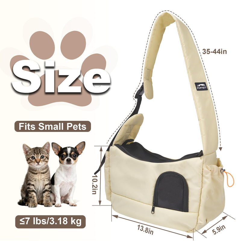 Dog Sling Carrier for Small Pets, Cat Sling for Kitten and Puppy up to 7 lbs, Breathable Cat Pouch Pet Purse with Soft Mat, Hands-Free Pet Carrier with Safety Harness and Pockets for Travel, Yellow Light Yellow - PawsPlanet Australia