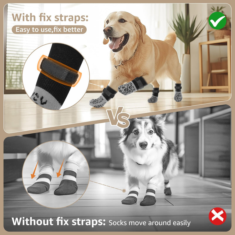 PICK FOR LIFE Non Slip Dog Socks with Grippers Prevent from Licking Paws,Anti-Slip Dogs Grip Socks for Senior Dogs on Hardwood Floor(Grey,2Pairs,M) Medium Grey - PawsPlanet Australia