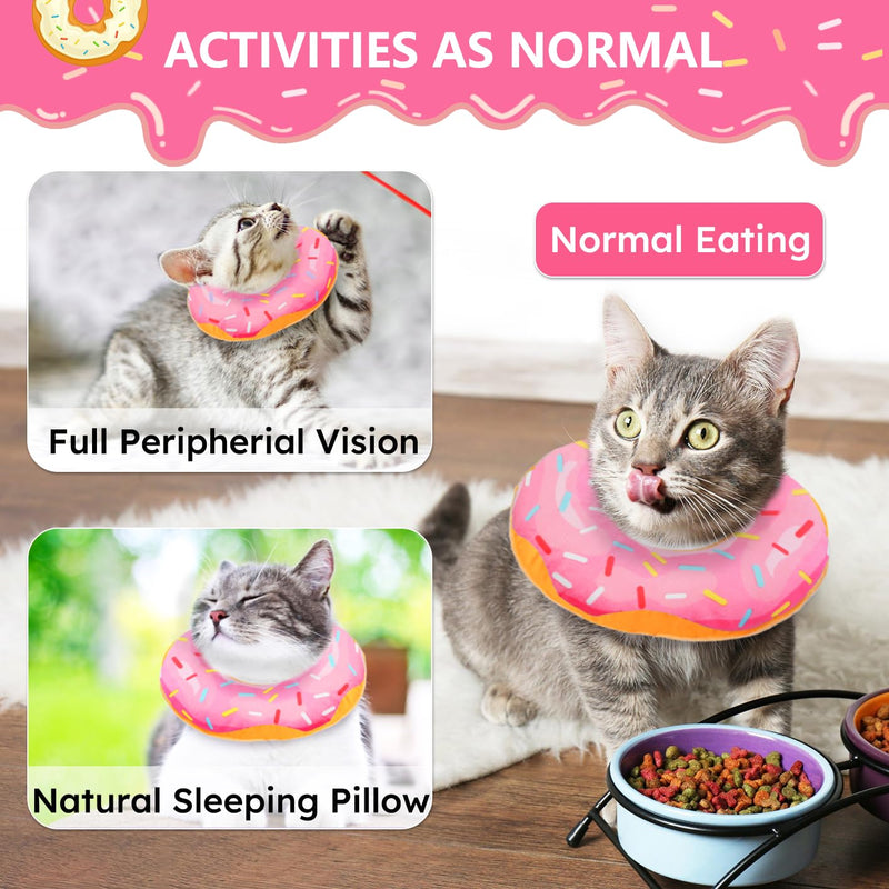 Hpetppy Cat Cone Collar Soft, Cat Recovery Collar for Wound Healing Cute Donut Adjustable Kitten Cones to Stop Licking Comfortable Lightweight Neck Elizabethan Collars for Kittens After Surgery Small Donut Pink