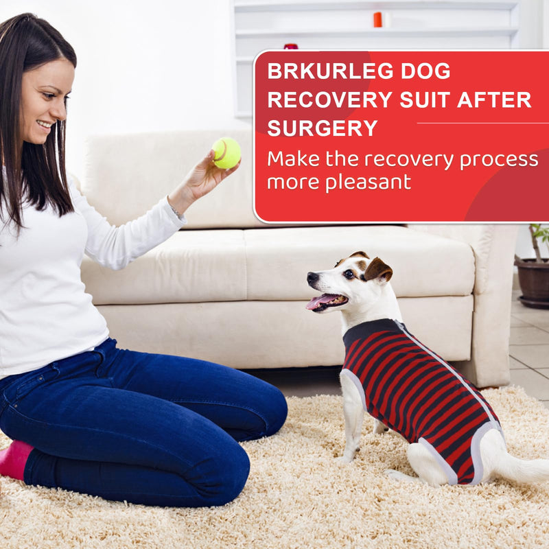 BRKURLEG Recovery Suit for Dogs, Pet Recovery Suit After Surgery, Male Female Dog Neuter, Abdominal Surgical Suit, Striped Puppy Doggy Onesie Snugly Vest for Abdominal Wounds Anti-Licking, XL X-Large Red Stripes