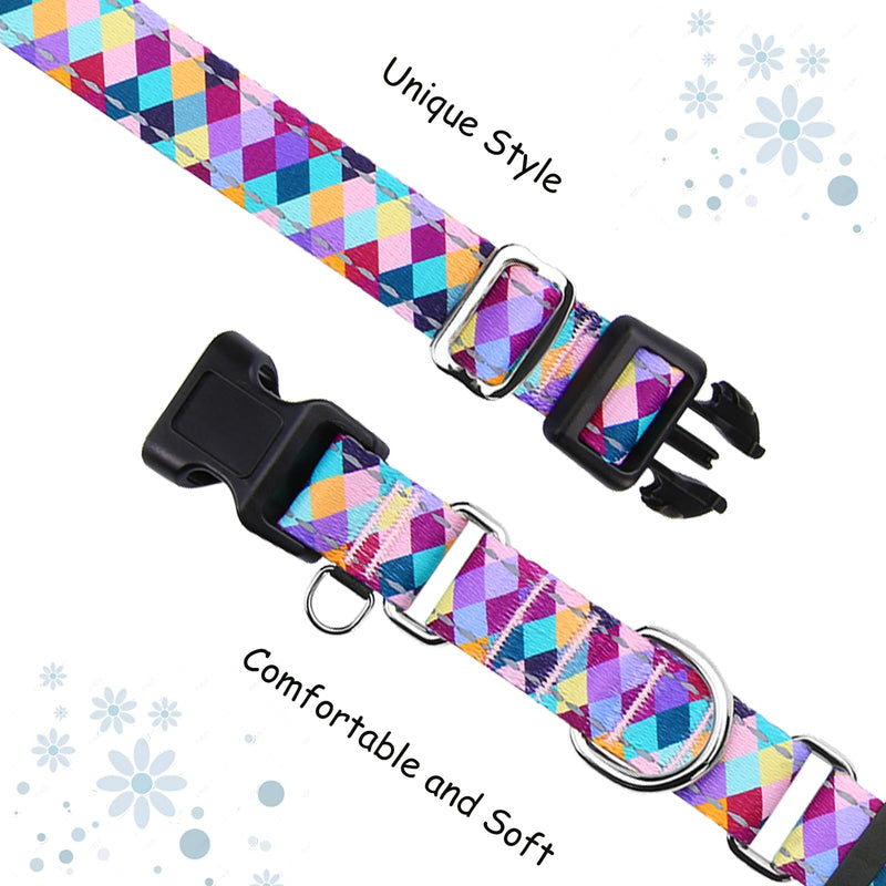 Reflective Martingale Collar for Dogs with Quick Release Buckle No Pull Training Dog Collars (Colorful Geometric, Medium) Colorful Geometric