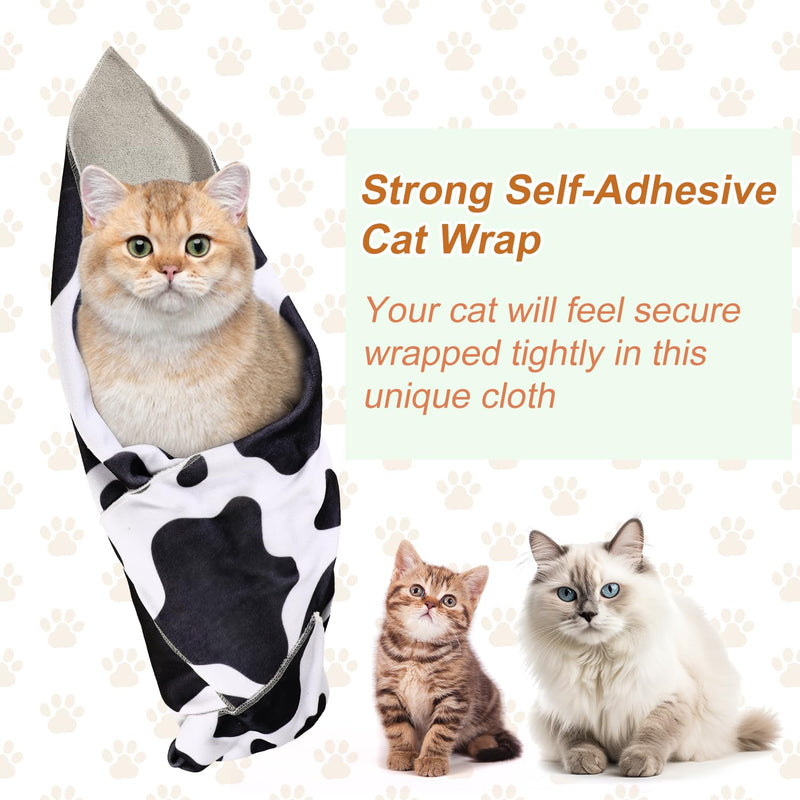 Cat Wrap for Grooming, Cute Pattern Strong Self-Adhesive Anti-Scratch Adherent Cat Wrap Multifunctional Swaddle Wraps Grooming Wrap Cat Restraint for Cutting Nail Clipping Practical Cat Supplies - PawsPlanet Australia