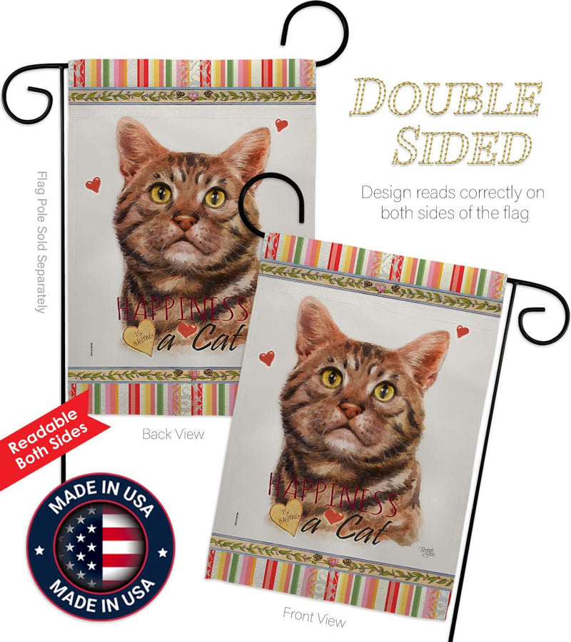 Breeze Decor American Short Hair Happiness Garden Flag-Set Mailbox Hanger Cat Kitten Meow Spoiled Paw Fur Pet Nature Farm Animal Creature House Banner Small Yard Gift Double-Sided, Made in USA - PawsPlanet Australia