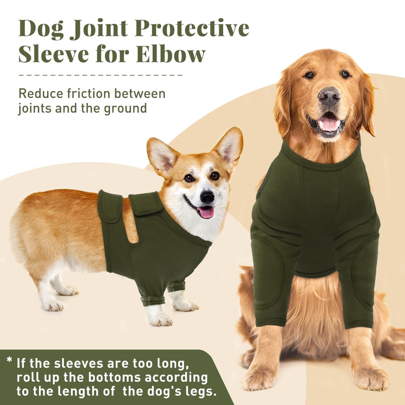 Nanaki Surgery Dog Recovery Suits for Front Legs, Dog Leg Sleeve to Stop Licking, Doggy Anti-Lick Wounds Pants, Pet Wound Cover Protective Sleeves Arm Protector for Injuries & Joint Pain M(Chest Girth:17.72"-20.87") ArmyGreen