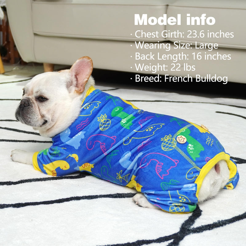 KYEESE Dog Pajamas for Small Medium Dogs with Dinosaur Soft Material Stretchable Dog Pajamas Onesie Dog Apparel, X-Large X-Large (25-40lbs) 1# Dinosaur - PawsPlanet Australia