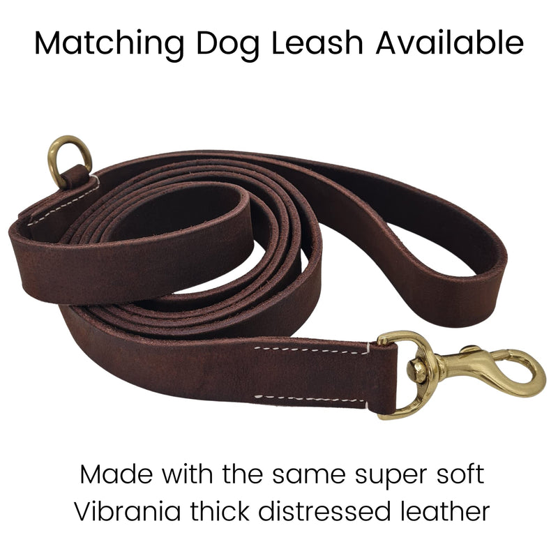 BlazingPaws® Vibrington Martingale Leather Dog Collar, Slip-On, Adjustable, for Large XL XXL Dogs, 1.5 Inch Wide in Colorful Thick Distressed Leather Shades (Brown, L: Neck Size 15-19 Inches) Brown - PawsPlanet Australia