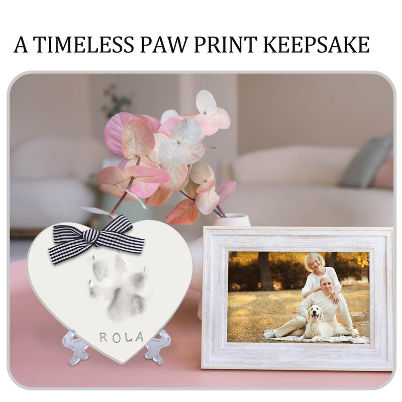 Dog or Cat Paw Print Kit Keepsake(Makes 2),DIY Pawprint Ornament with Customization Tool&Display Stands,Clay Pet Paw Print Impression Kit,Personalized Gifts for Pet Lovers Round&Heart - PawsPlanet Australia