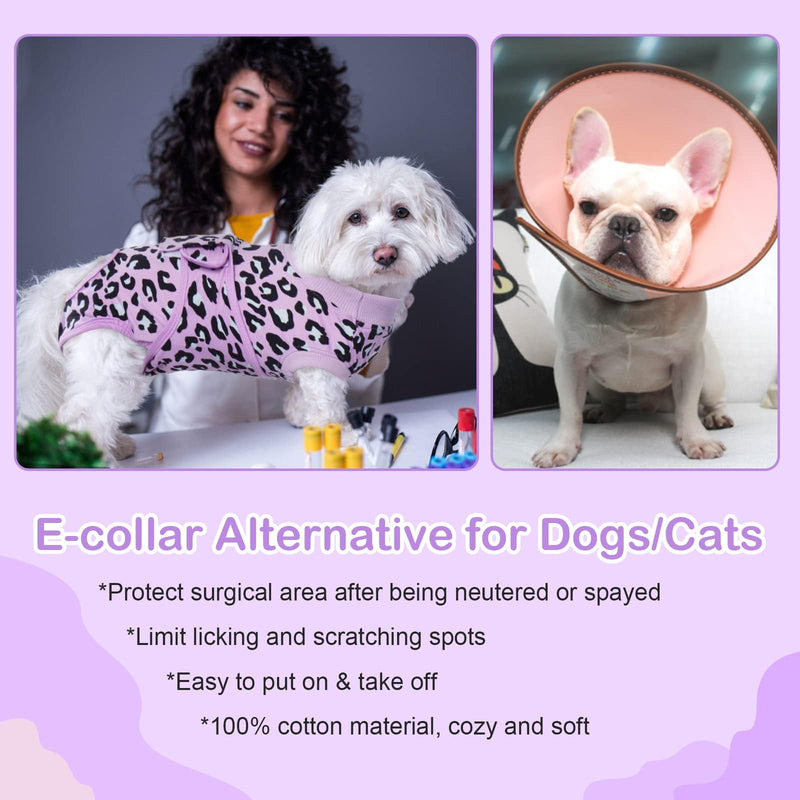 Kuoser Dog Recovery Suit for Dogs After Surgery,Professional Surgical Onesie for Female Male Dogs Spay Neuter,Soft Dog Surgery Suit Bodysuit for Abdominal Wounds Skin Disease,Purple Leopard M Medium (Back: 13.4" - 16.1"; Weight: 14 - 25LB) Purple Leopard - PawsPlanet Australia