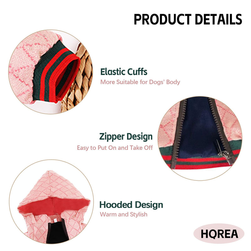 Dog Hoodie Luxury Dog Clothes Winter Puppy Jacket Classic Designer Pet Clothes Coat French Bulldog Teddy Pug Pink XL - PawsPlanet Australia