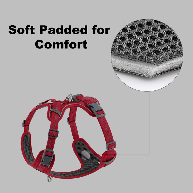 Plutus Pet No Pull Dog Harness, Release at Neck, Soft Padded, Reflective Adjustable Dog Vest Harness for Small, Medium, Large Dogs(Red, M) Red - PawsPlanet Australia