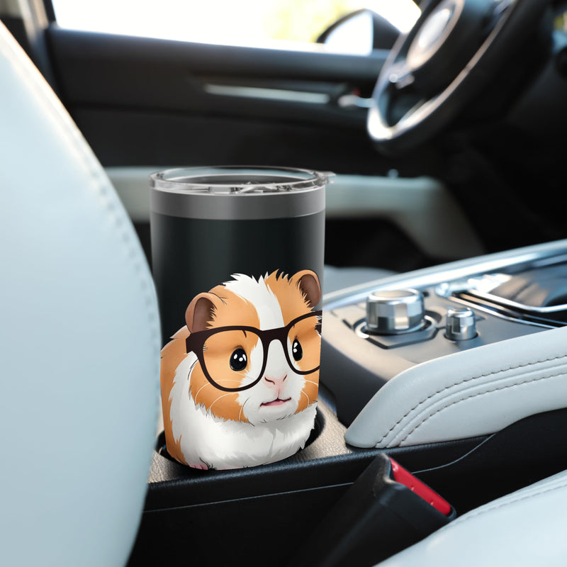 Guinea Pig With Sunglasses - Animal Pet Owner Rodent Lover Stainless Steel Insulated Tumbler Black 20 Ounces - PawsPlanet Australia