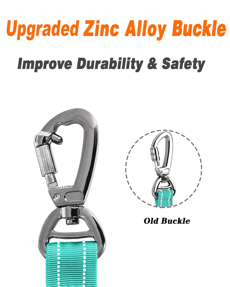 AUBELL Tactical Dog Leash Heavy Duty,4-6ft Reflective Strong No Pull Bungee Leash for Medium Large Dogs with Comfortable Padded Double Handle,Car Seat Belt,360 Degree Rotating Carabiner,Teal M-L Teal - PawsPlanet Australia