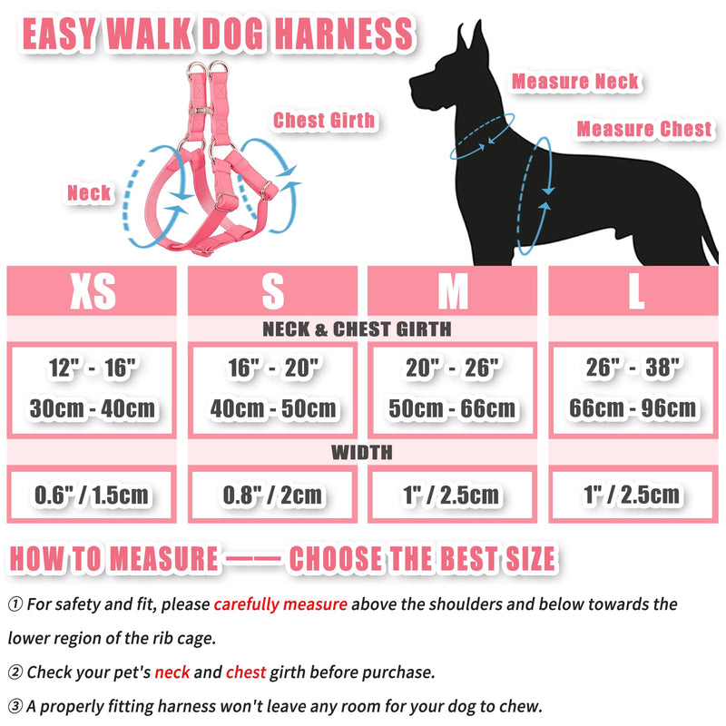 Soft Leather No Pull Dog Harness - Adjustable Step in Dog Harness with Rose Gold Heavy Duty Metal Buckle, Freedom Nylon Dog Halter Vests for Small Medium Large Dogs Easy Walking Training M, Dark Pink M (Neck&Chest Girth 20"-26"x Width 1") - PawsPlanet Australia