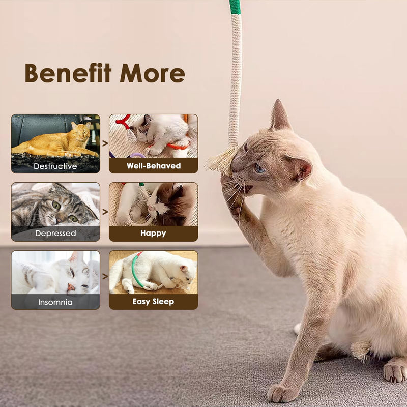 3 PCS Cotton Rope Cat Toys for Indoor Cats, Interactive Cat Rope Toys with Silvervine Fruit for Cats and Kittens, Handmade Pet Chew Toys for Teeth Cleaning - PawsPlanet Australia