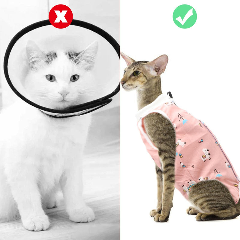 2PCS Cat Recovery Suit - Breathable Cat Surgical Recovery Suit, Onesie for Cats After Surgery Recovery, Alternative Cone of Shame Abdominal Wound Skin Wear Protection (Light Blue+Light Purple, L) Light Blue+Light Purple