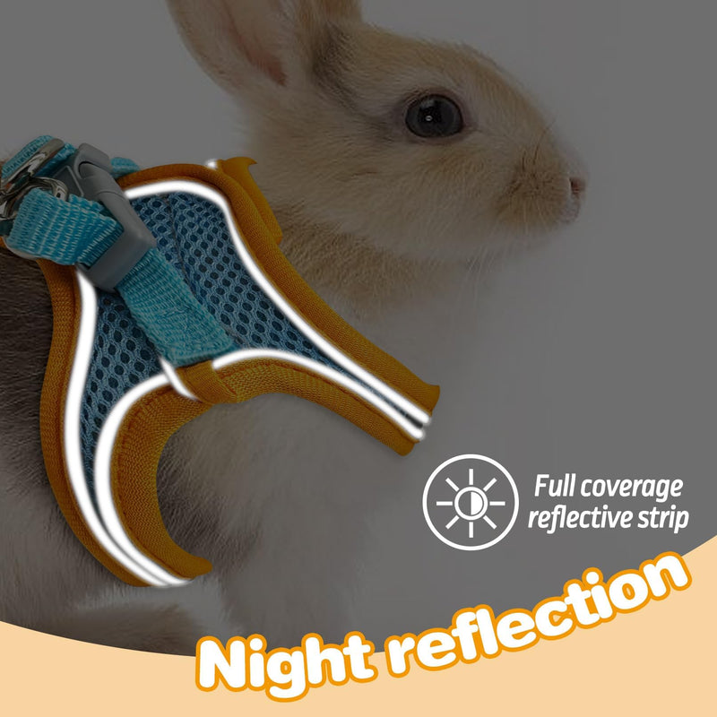 PINVNBY 2 Pack Bunny Hsrness and Leash Set Adjustable Rabbit Harness with Reflective Strips Double Buckle Pet Vest Eescape Proof for Small Rabbit Kitten Puppy Walks Accessories (Orange Blue, M) Orange Blue(Mesh Style) - PawsPlanet Australia