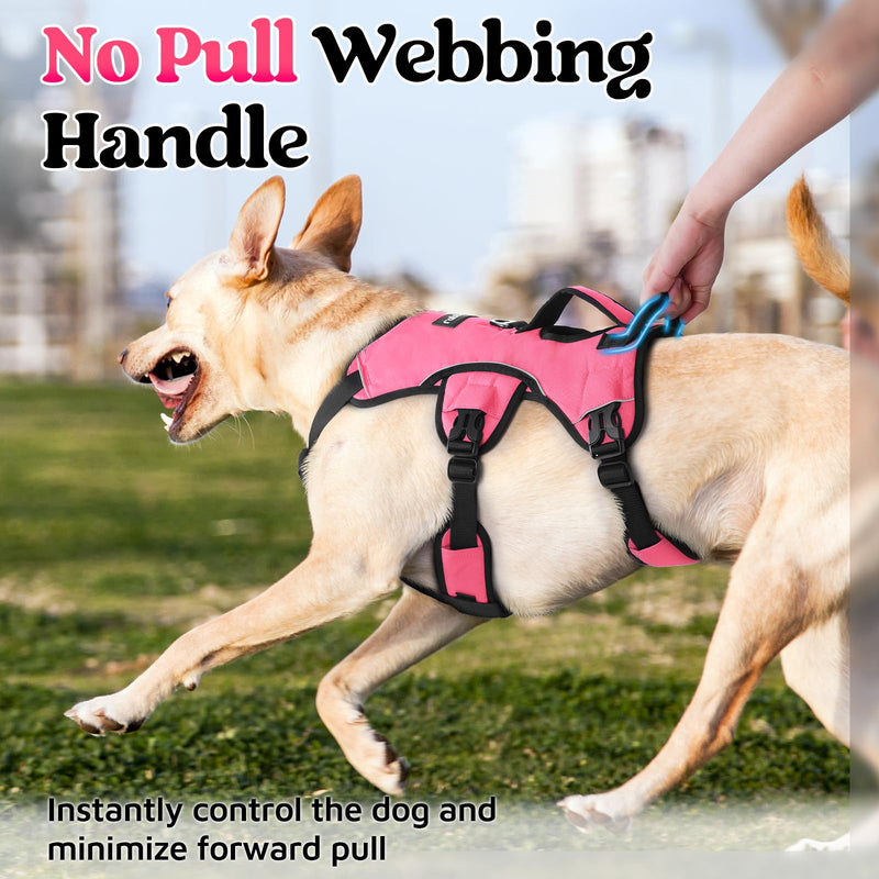 rabbitgoo Escape-Proof Dog Harness Medium with Large Handle, Anti-Pull Reflective Working Service Pets Vest, Breathable Pets Vest, Adjustable Lift Support Body Harness Large Dogs Outdoor, M, Pink M (Pack of 1)