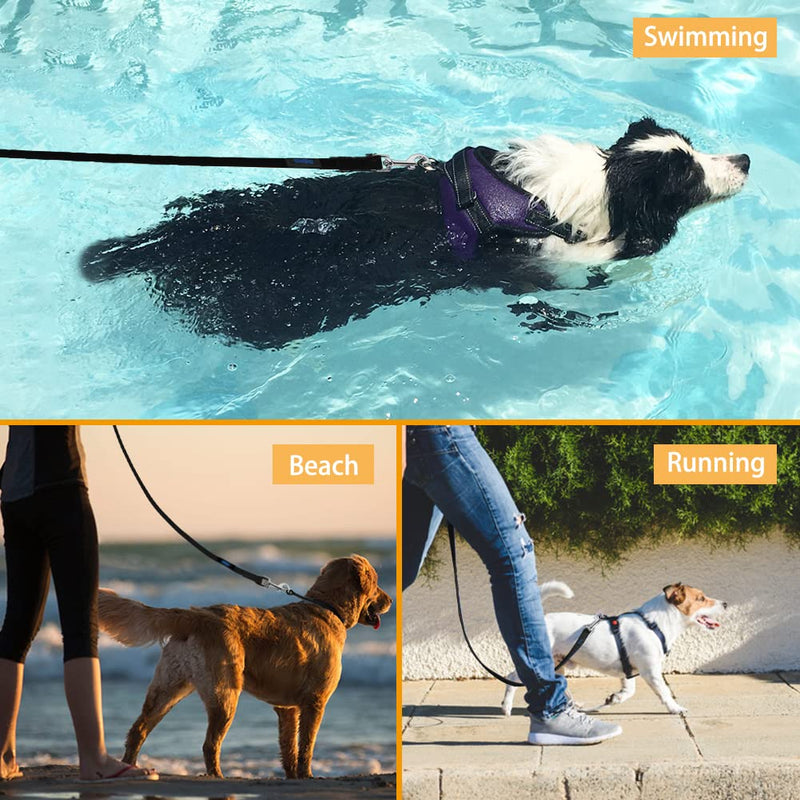 Vivifying Waterproof Dog Leash, 20FT Dog Training Leash Durable PVC Coated Webbing Long Lead with Soft Handle for Camping, Backyard Playing, Beach and Lake(Black) Black - PawsPlanet Australia