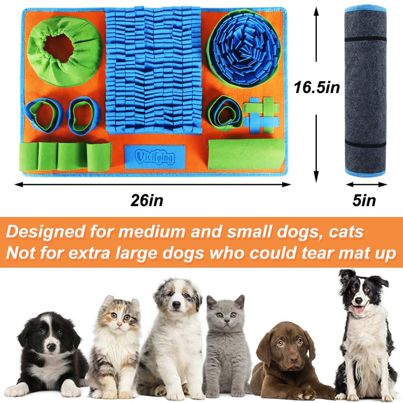 Vivifying Snuffle Mat for Dogs, Interactive Dog Puzzle Toy for Boredom and Mental Stimulation, Enrichment Feeding Game Sniff Mat Helps Dogs and Cats Slow Eating and Keep Busy Blue Green Orange - PawsPlanet Australia