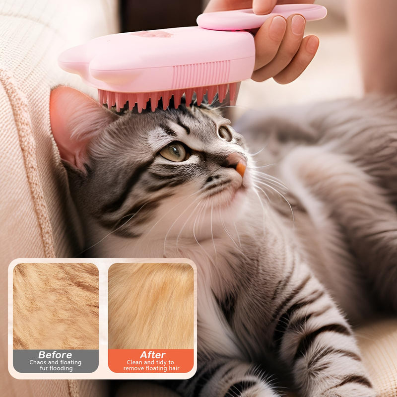 Cat Steam Bursh, Steam Pet Hair Brush for Cats and Dogs, 3 in 1 Cat Grooming Steam Brush for Massage, Multifunctional Cat Grooming Brush, Pet Hair Removal Tool Comb for Cats and Dogs - PawsPlanet Australia