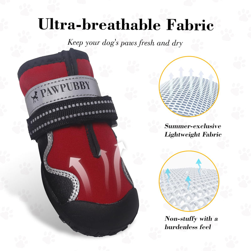 Dog Shoes for Large Dogs, Anti-Slip Waterproof Dog Boots & Paw Protectors With Full Toe Coverage Design, Dog Shoes for Hot Pavement and Winter Snow Hiking with Reflective Straps（red,4#) - PawsPlanet Australia