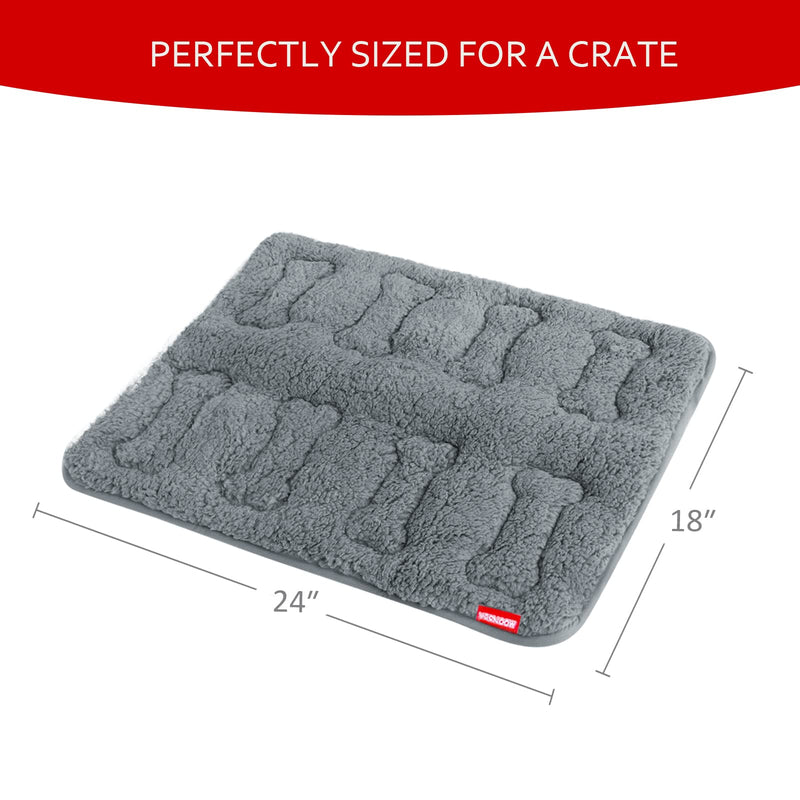 Dog Bed Crate Mat(24" X 18") 2 Pack, Soft Plush Dog Bed Pad Machine Washable Crate Pad, Grey Small 24"X18" - PawsPlanet Australia