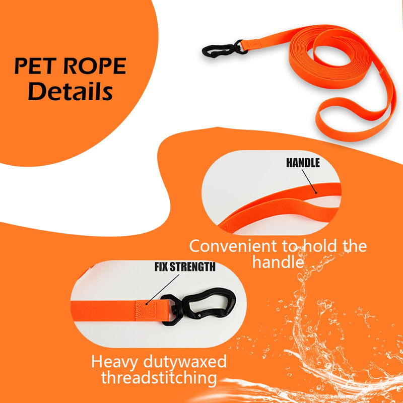 33 Ft Dog Training Leash,Slip Traction Rope Waterproof Dog Leashes for Small Medium and Large Dogs,Heavy Duty Long Leash for Dog Walking,Running,Training,Orange Orange 33 Ft - PawsPlanet Australia