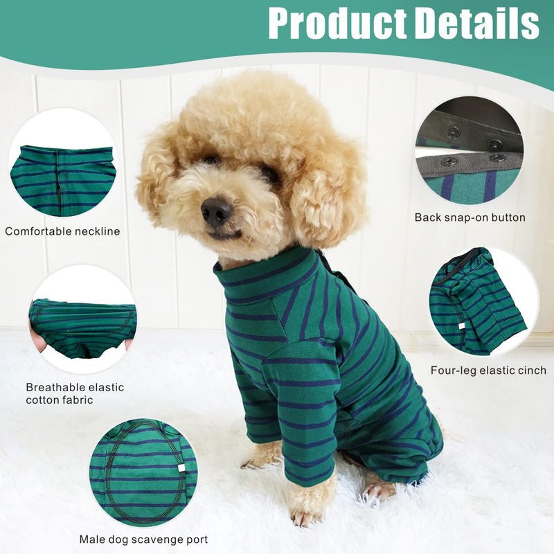 Dog Surgery Recovery Suit,Pet Recovery Shirt Cone E-Collar Alternative Pet Vest for Abdominal Wounds Medical Dog Bodysuit with Legs for Female Male Small Medium Dogs Cats (M, Green) M