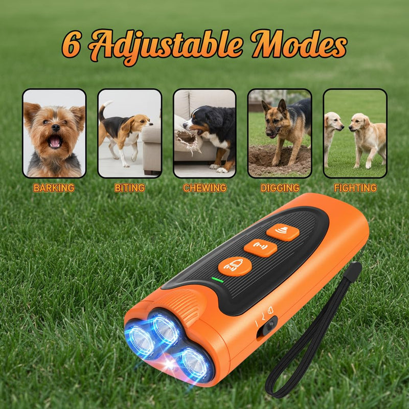 3X Ultrasonic Dog Bark Deterrent Device 6 Training Modes, 23FT Long Range, 30 Days Battery, Rechargeable Anti-Barking Control, Safe & Humane for Indoor Outdoor Use - PawsPlanet Australia