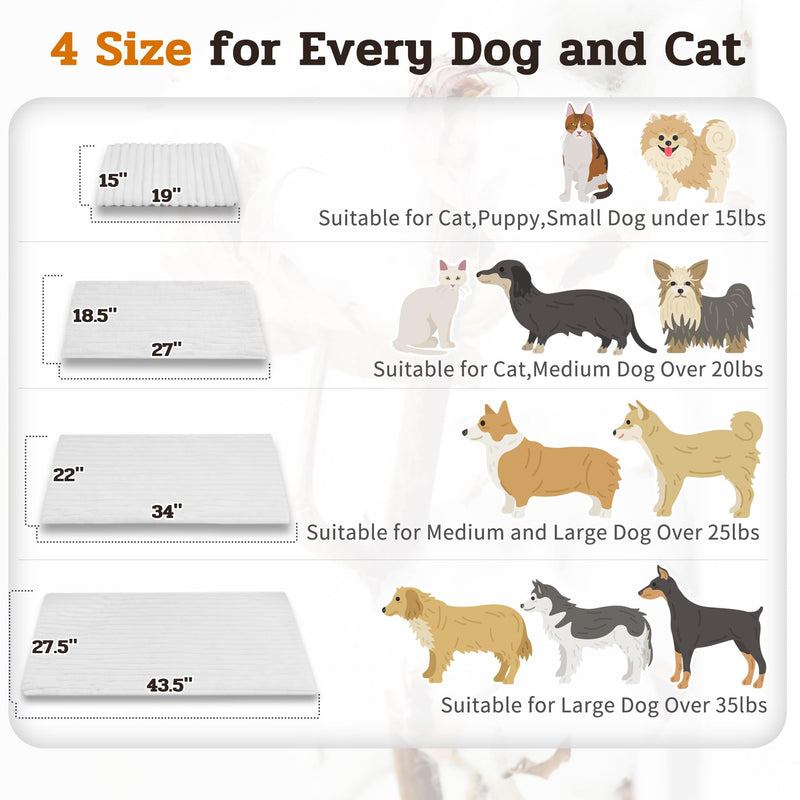 NWK Pack of 4 Fluffy Self Warming Cat Mat, Cat Blanket, Thermal Dog Mat, Washable, Non-Slip Bottom for Sofa & Crate & Kennel & Car Seat (Creamy White, Medium (27'' X 18.5'' X 0.7'')) - PawsPlanet Australia