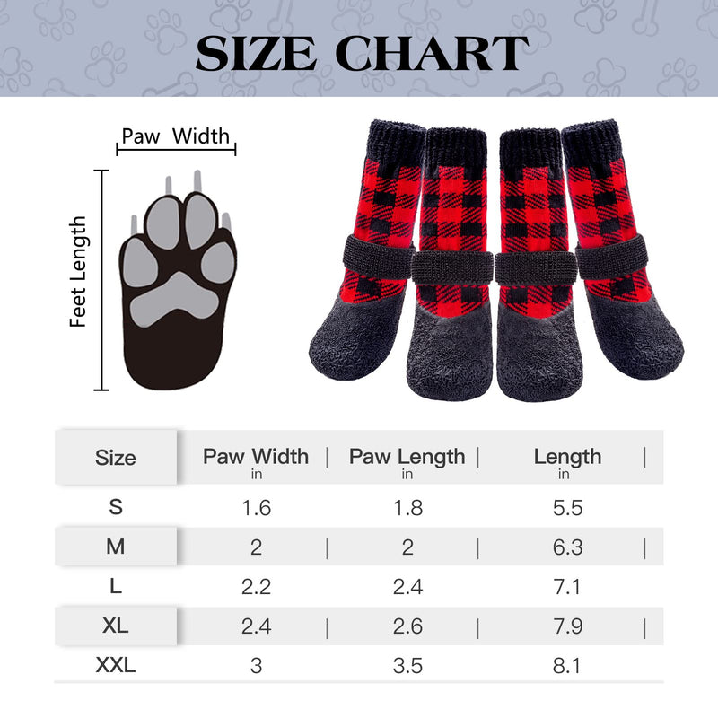 BINGPET Anti-Slip Dog Socks,Waterproof Paw Protectors with Reflective Straps Traction Control for Indoor & Outdoor Wear, 4pcs Red XX-Large - PawsPlanet Australia