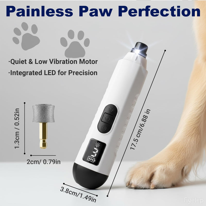 2026 Upgraded Silent Groom Pro Nail Grinder, Cordless Grooming Pro Nail Grinder for Dogs with 5-Speed & Led Light, Rechargeable USB Charging & 2 Grinding Wheels for Dogs and Cats - PawsPlanet Australia