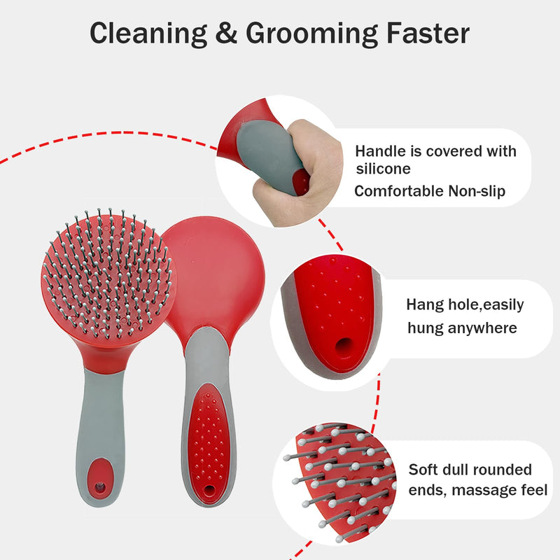 Horse Mane & Tail Combs Horse Brushes Shedding Brush Grooming Tool for Equine Long Haired Dogs (Red) Red