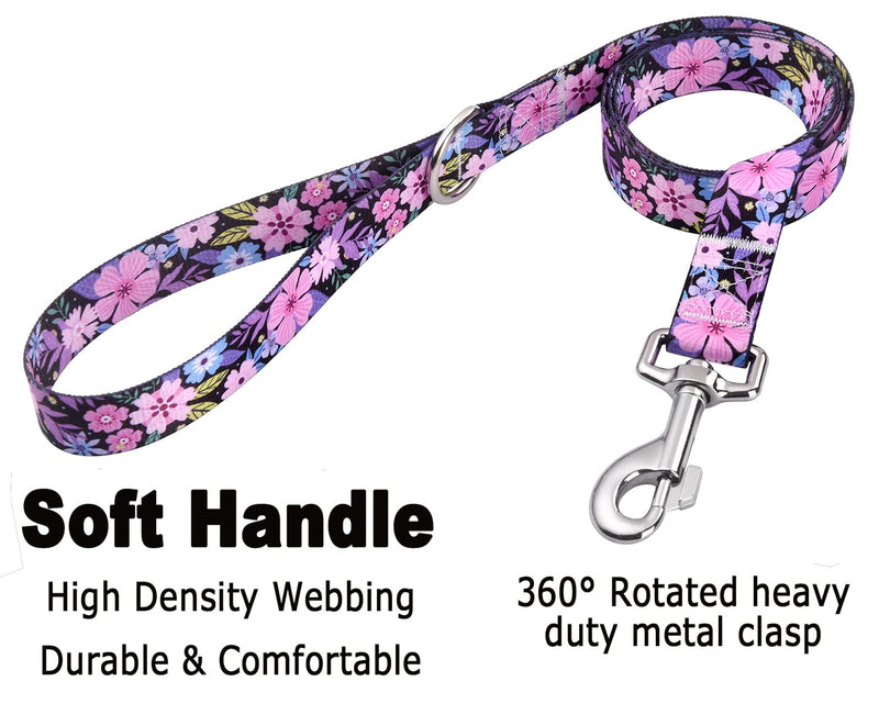 Dog Collar and Leash Set with Bohemia Floral Tribal Geometric Patterns - Soft Ethnic Style Collar Adjustable for Small Medium Large Dogs(Pink Floral Set,S) S (Neck 9.8-15.7", Width 5/8") Z-Pink Floral Set - PawsPlanet Australia