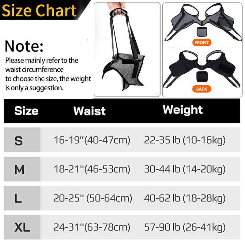 Dog Sling for Large Dogs Hind Leg Support Dog Lift Harness Adjustable Durable Help em up Harness for Weak Back Legs, Elderly, Injured, Senior, Arthritic, ACL Recovery Pet L Grey - PawsPlanet Australia