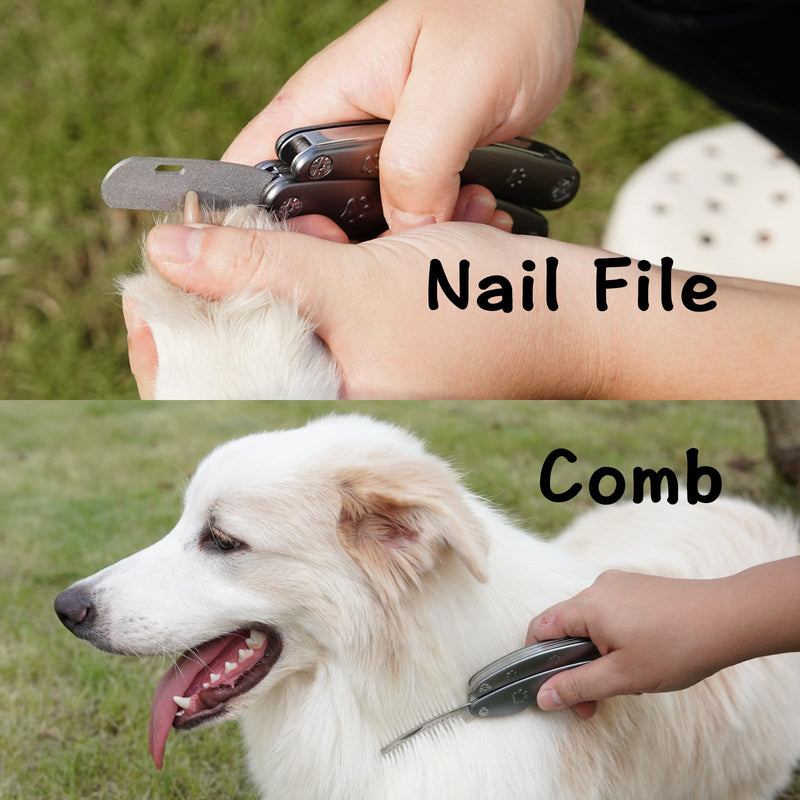 【2025 Quiet Design】 Dog Nail Clippers for Sensitive Dogs, Sharp Smoothest Nail Clippers for Large Medium Small Dog with Nail File & Comb, Cut Through Thick Nail in One Squeeze, Heavy Duty - PawsPlanet Australia