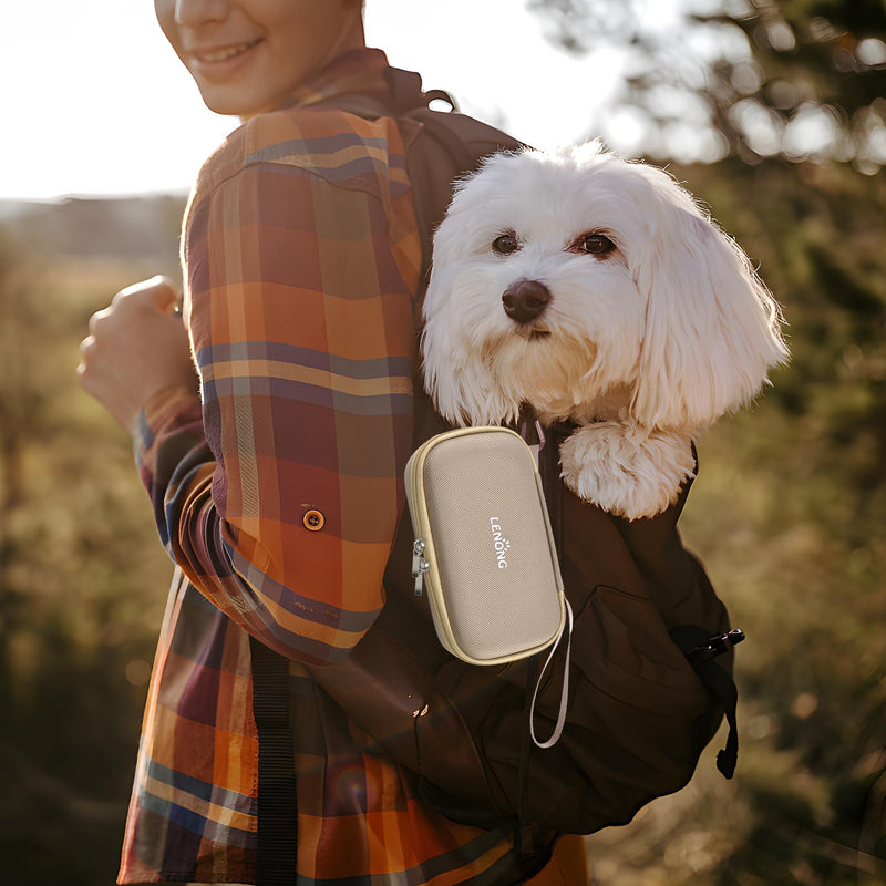 LENONG Small Hard Case Portable Protection Universal Accessories Carrying Bag for Nail Grinders, Shaver, Cell Phone, Earphone, Power Bank, Charger, Cable, Key - Mesh Inner Pocket Cream - PawsPlanet Australia