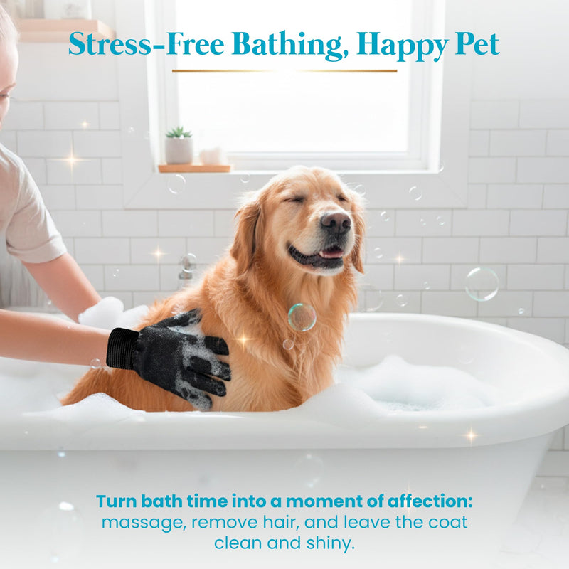 Pet Hair Remover Gloves System – 3-in-1 Set: 2 Grooming Mitts + 1 Reusable Pad for Dogs, Cats & Horses – Professional Shedding Brush for Long & Short Hair