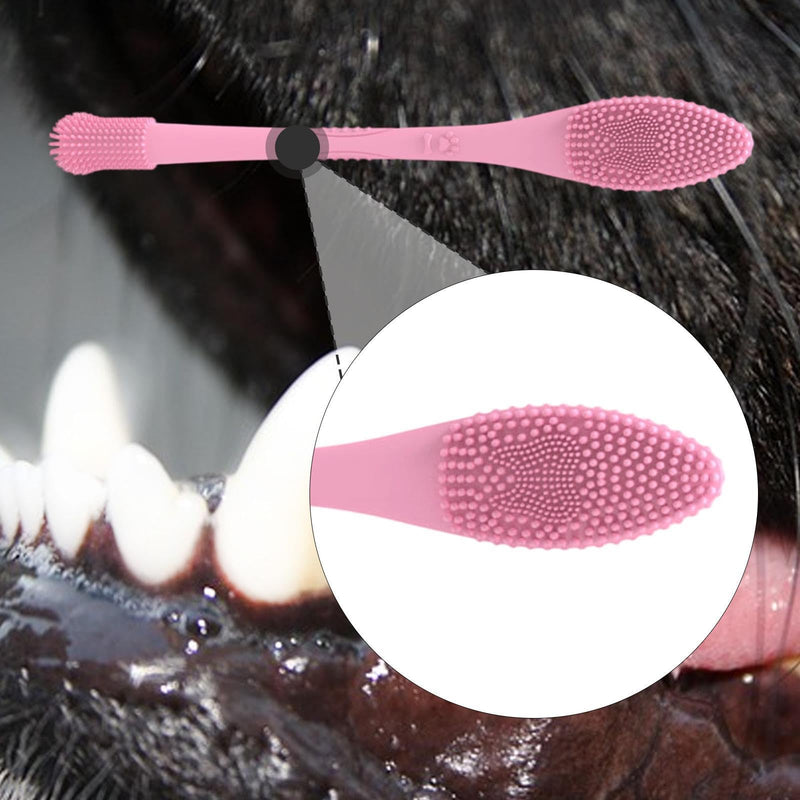 Sharplace Pet Toothbrush, Cat Grooming, Easy to Handle, Flexible, Easy-to-Use Dental Care Toothbrush for Dogs, Cats and Cats, Pink