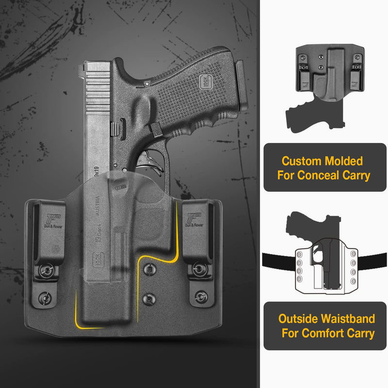 OWB Kydex Holster Fits: Glock 17 22 31丨Glock 19 19X 23 32 44 45丨M&P 9 40 45, SD9VE SD40VE丨CZ P-07丨P320 Compact, M18,XCarry, XCompact. OWB Holster for Concealed Carry, Adjustable Retention-Right Hand Right Hand Draw(OWB) Glock 17 22 31(Gen1-5)