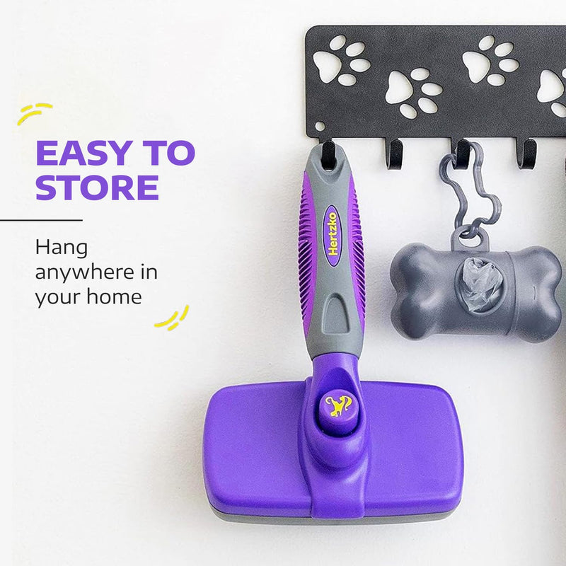 Hertzko Dog Slicker Brush and Dog Hair Remover - Self-Cleaning Brush for Cats and Dogs - Pet Hair Remover Brush for Fur - Gently Removes Mats, Tangles, and Loose Hair - Ideal for Home Use - PawsPlanet Australia
