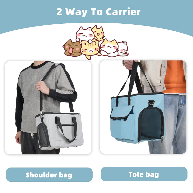 Cat & Dog Carrier for Pets Up to 15 Lbs, Airline Approved Soft-Sided Collapsible Pet Carrier for Cats & Dogs, Cat Carrier with Breathable Mesh, Padded Interior – Ideal for Car Rides, Daily Use(Blue) blue - PawsPlanet Australia