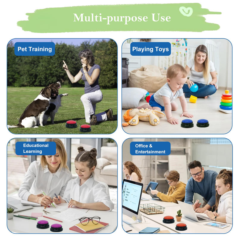 Set of 8 Dog Buttons for Communication, Voice Recordable Buttons for Classroom, Dog Training Talking Buttons Starter Set, Pet Easy Speaking Buttons Tools - PawsPlanet Australia